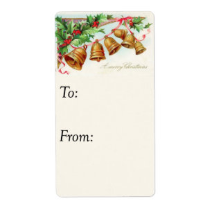 Vintage Christmas Bells Ringing Gift Tag