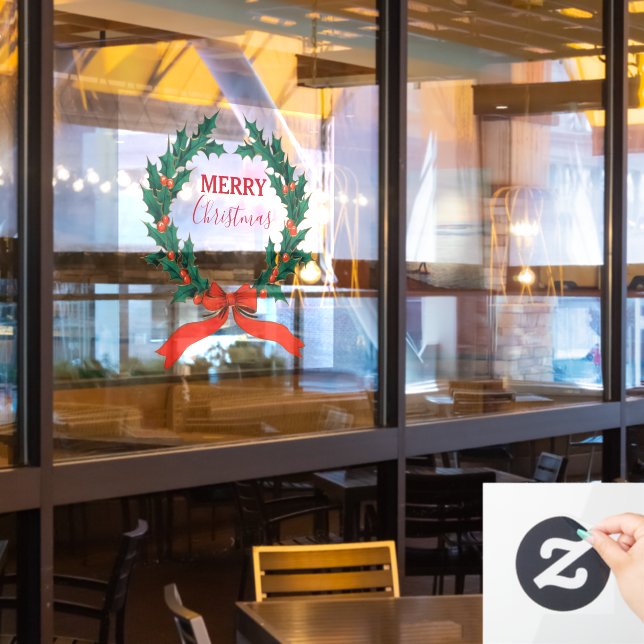 Vintage Christmas Berry Wreath Holiday  (Restaurant Window)