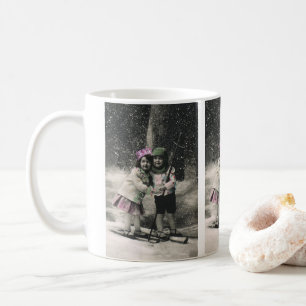 Vintage Christmas, Best Friends on Skis Coffee Mug