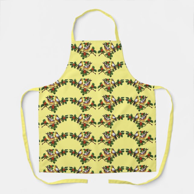 Vintage Christmas Birds Apron (Front)
