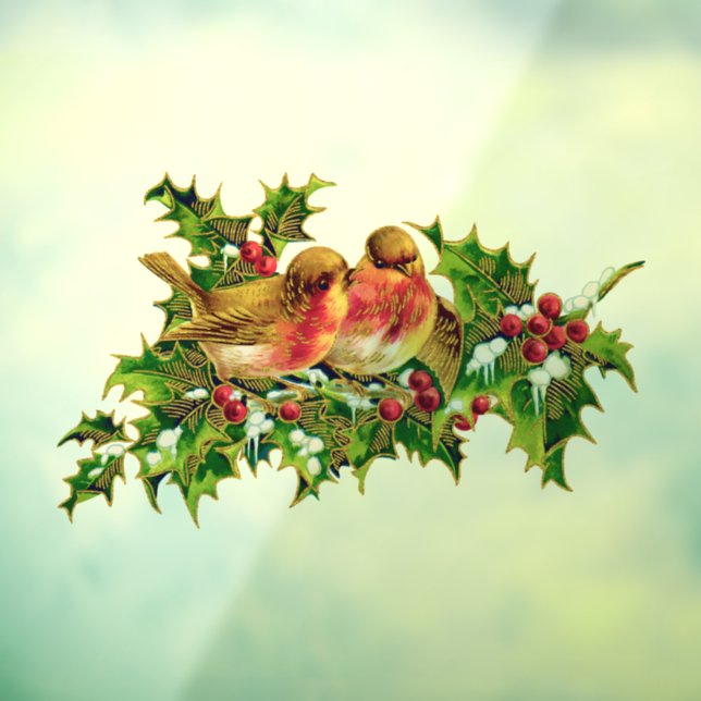 Vintage Christmas Birds Holly Faux Gold (Sheet 3)