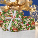 Vintage Christmas Birds Holly Faux Gold Pattern Wrapping Paper<br><div class="desc">This pattern depicts birds sitting on the branches of holly with snow and with an outline and decorative faux gold foil lines on a light rose gold background. You can change the background colour by clicking the "Personalise" button and then on the inscription "Click to customise further".</div>