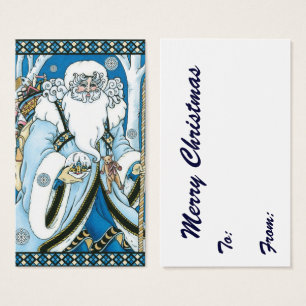 Vintage Christmas, Blue Santa Claus with Snowglobe