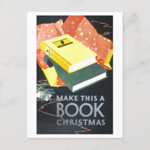Vintage Christmas Book Poster Postcard