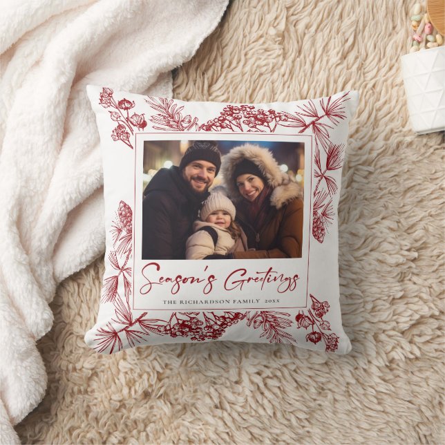 Vintage Christmas Botanical Cushion (Blanket)