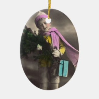 Vintage Christmas Boy Ceramic Tree Decoration