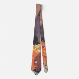 Vintage Christmas, Boy Playing with Toys Trains Tie