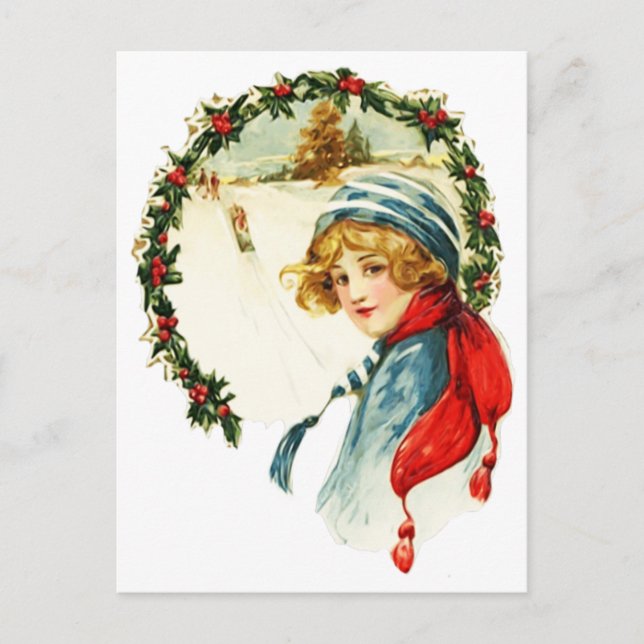 Vintage Christmas Boy Postcard (Front)