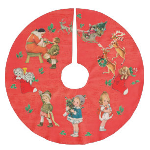 Vintage Christmas Brushed Polyester Tree Skirt