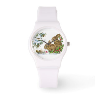 Vintage Christmas Bunnies Watch