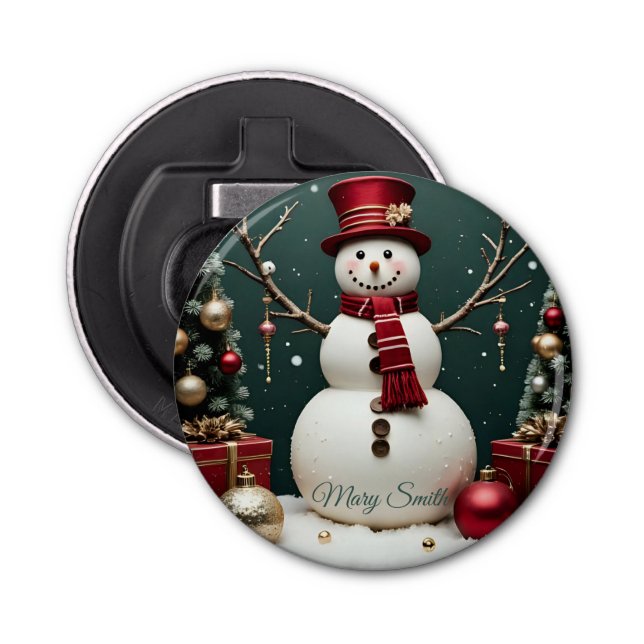 Vintage Christmas - Button Bottle Opener (Front)