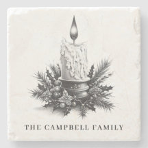 Vintage Christmas Candle Family Name