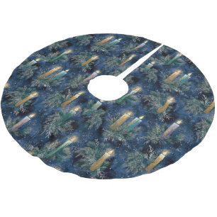 Vintage Christmas Candlelight Glow Brushed Polyester Tree Skirt