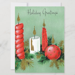 Vintage Christmas Candles Holiday Card