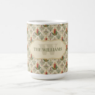 Vintage Christmas Candles & Ornaments Monogram Coffee Mug