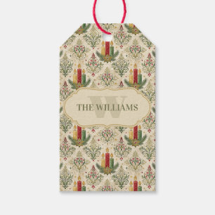 Vintage Christmas Candles & Ornaments Monogram  Gift Tags
