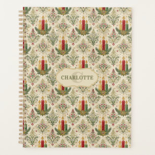 Vintage Christmas Candles & Ornaments Monogram Planner