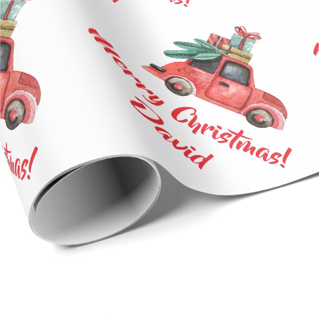 Vintage Christmas Car bringing Tree wrapping paper (Roll Corner)