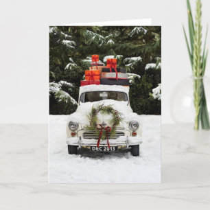 Vintage Christmas Car Holiday Card