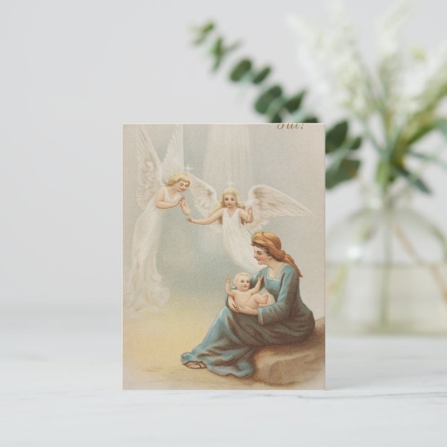 Vintage Christmas Card | Angel Mother and Child (Standing Front)