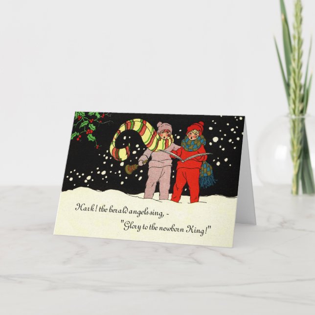 Vintage Christmas Card Carolers (Front)