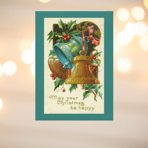 Vintage Christmas Card   christmas bells