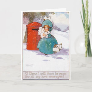 Vintage Christmas Card, early 19th century Holiday Card