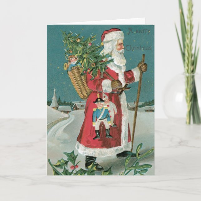 Vintage Christmas Card German Santa (Front)