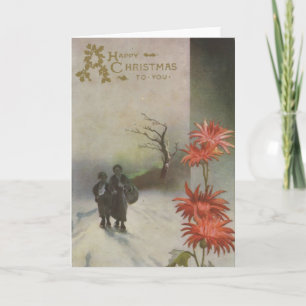Vintage Christmas Card Happy Christmas to you