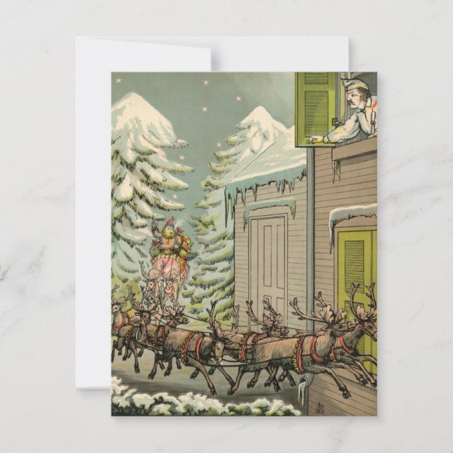 Vintage Christmas card illustration Santa  (Front)