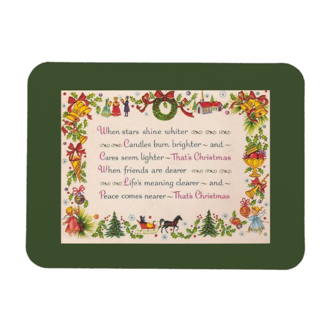 Vintage Christmas Card Magnet (Horizontal)
