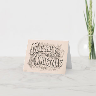 Vintage Christmas Card Merry Christmas Wreath