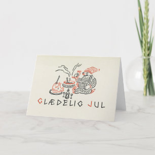 Vintage Christmas Card Norway   Glædelig Jul Gnome
