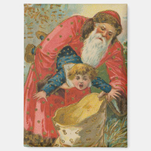 Vintage Christmas Card, Santa Claus, Naughty Child Magnet