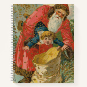 Vintage Christmas Card, Santa Claus, Naughty Child Notebook