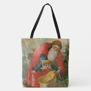 Vintage Christmas Card, Santa Claus, Naughty Child Tote Bag