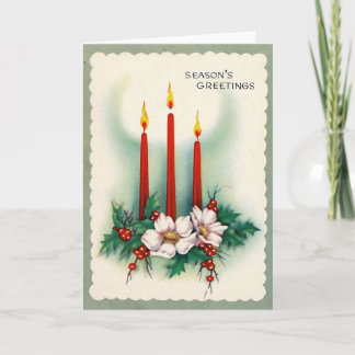 "Vintage Christmas Card - Three Candles