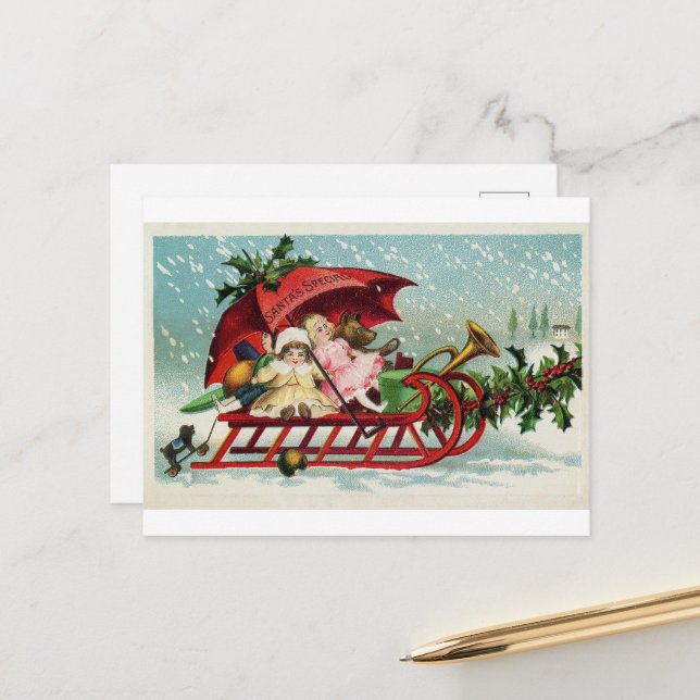 Vintage Christmas Card: Timeless Charm Holiday Postcard (Front/Back In Situ)