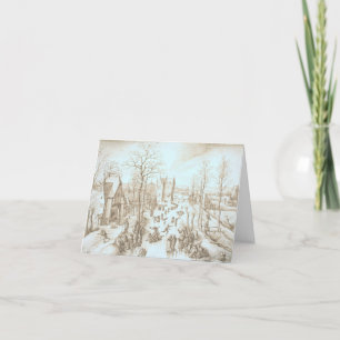 Vintage Christmas Card WINTER & SKATERS (1886)