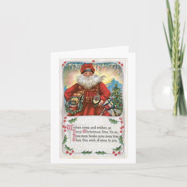 Vintage Christmas Card - Wishes Come and Wishes Go (Front)