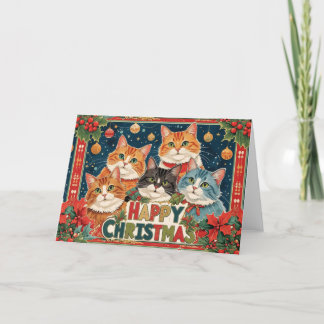 Vintage Christmas Card with Cats design