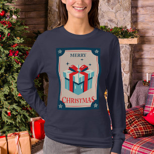 Vintage Christmas Card With Festive Gift Box T-Shirt