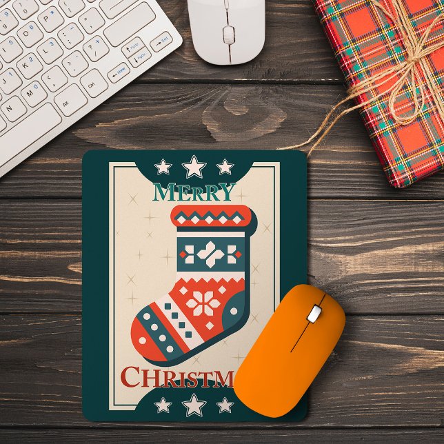 Vintage Christmas Card with Stocking Illustration  Mouse Pad (Creator Uploaded)