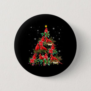 Vintage Christmas Cardinal Birds Tree Lights Funny 6 Cm Round Badge