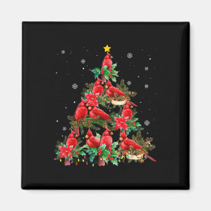 Vintage Christmas Cardinal Birds Tree Lights Funny Magnet