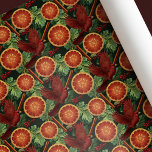 Vintage Christmas Cardinal Orange Slices Cinnamon Wrapping Paper<br><div class="desc">Add a touch of charm to your gifts with this unique Christmas wrapping paper! This wrapping paper features a vintage-inspired pattern with red cardinals,  orange slices,  cinnamon,  and leaves against a dark green background.</div>