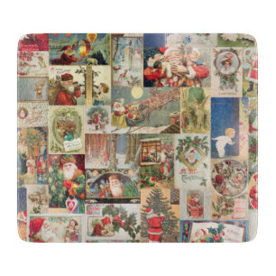 Vintage Christmas Cards Holiday Pattern Cutting Board