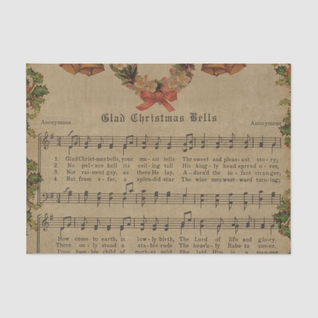 Vintage Christmas Carol Music Sheet (Front)