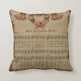 Vintage Christmas Carol Music Sheet Cushion