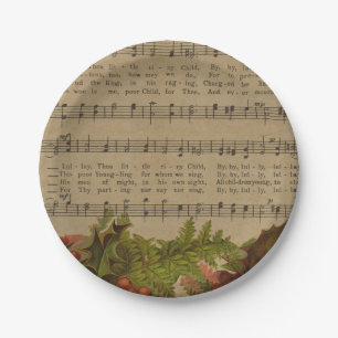 Vintage Christmas Carol Music Sheet Paper Plate